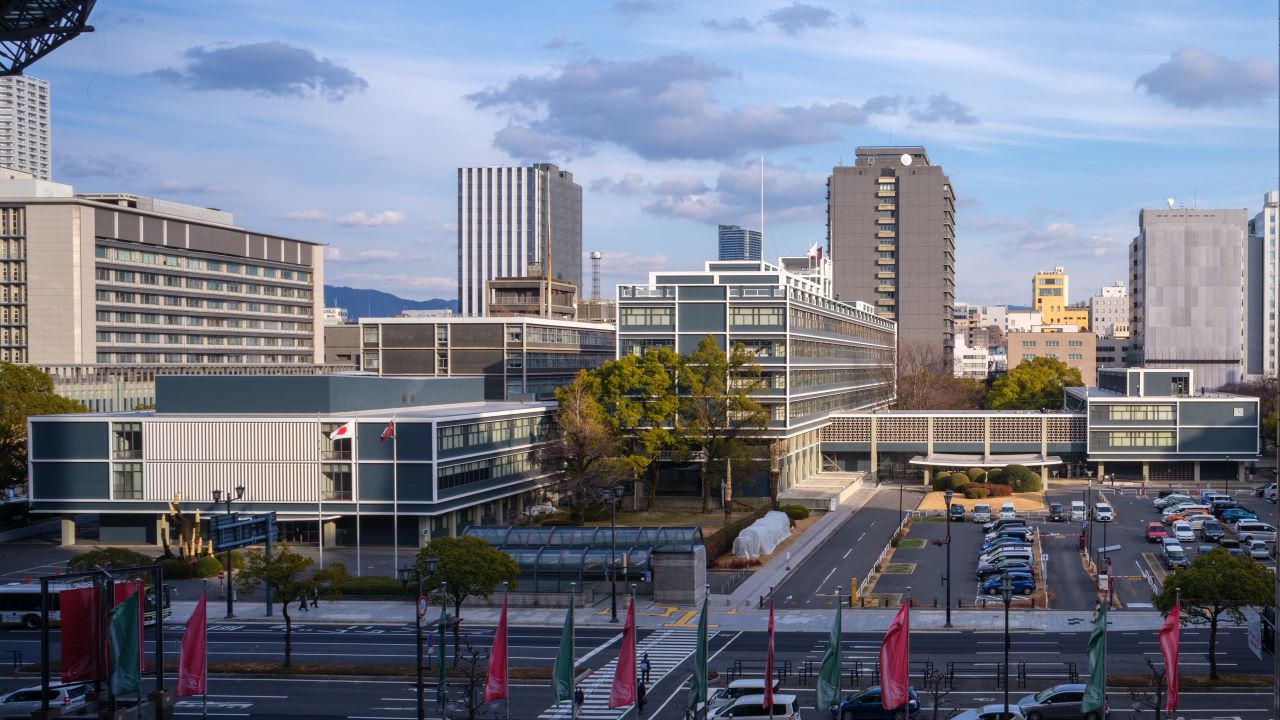 広島県庁舎本館、南館、議事堂、北館、農林庁舎